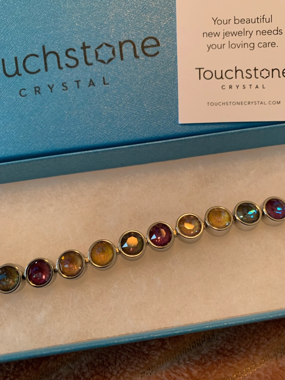 Touchstone Crystal Purple, Yellow and Green Ice Crystal Bracelet Autumn Delite